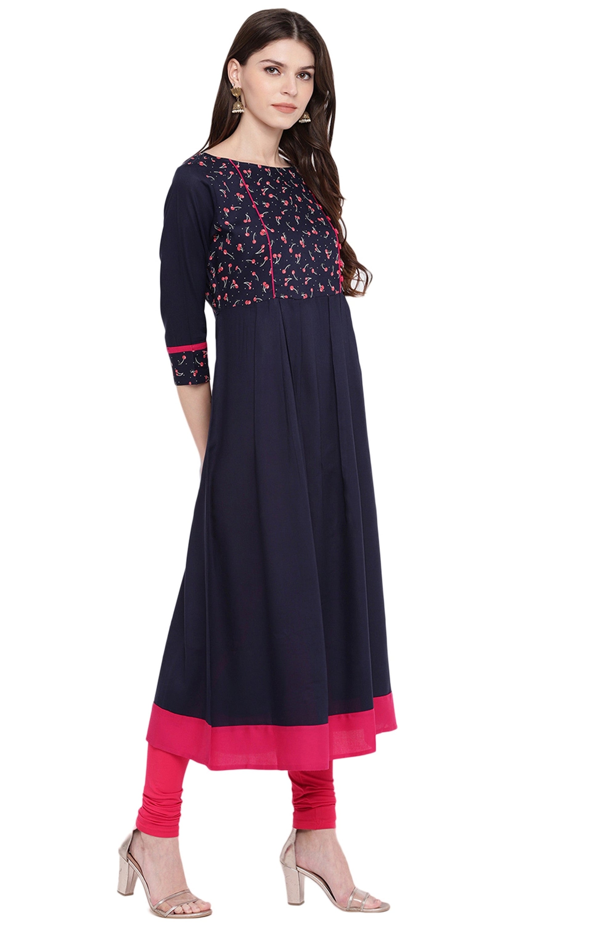 NOZ2TOZ Women's Blue Anarkali Kurta- (1pc set) - Swadesiicart