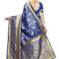 Vamika Banarasi Jaquard Blue Weaving Saree | Swadesiicart