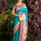 Vishnu Weaves Women's Rama Paithani Silk Zari Woven Saree with Unstitched Blouse - Swadesiicart