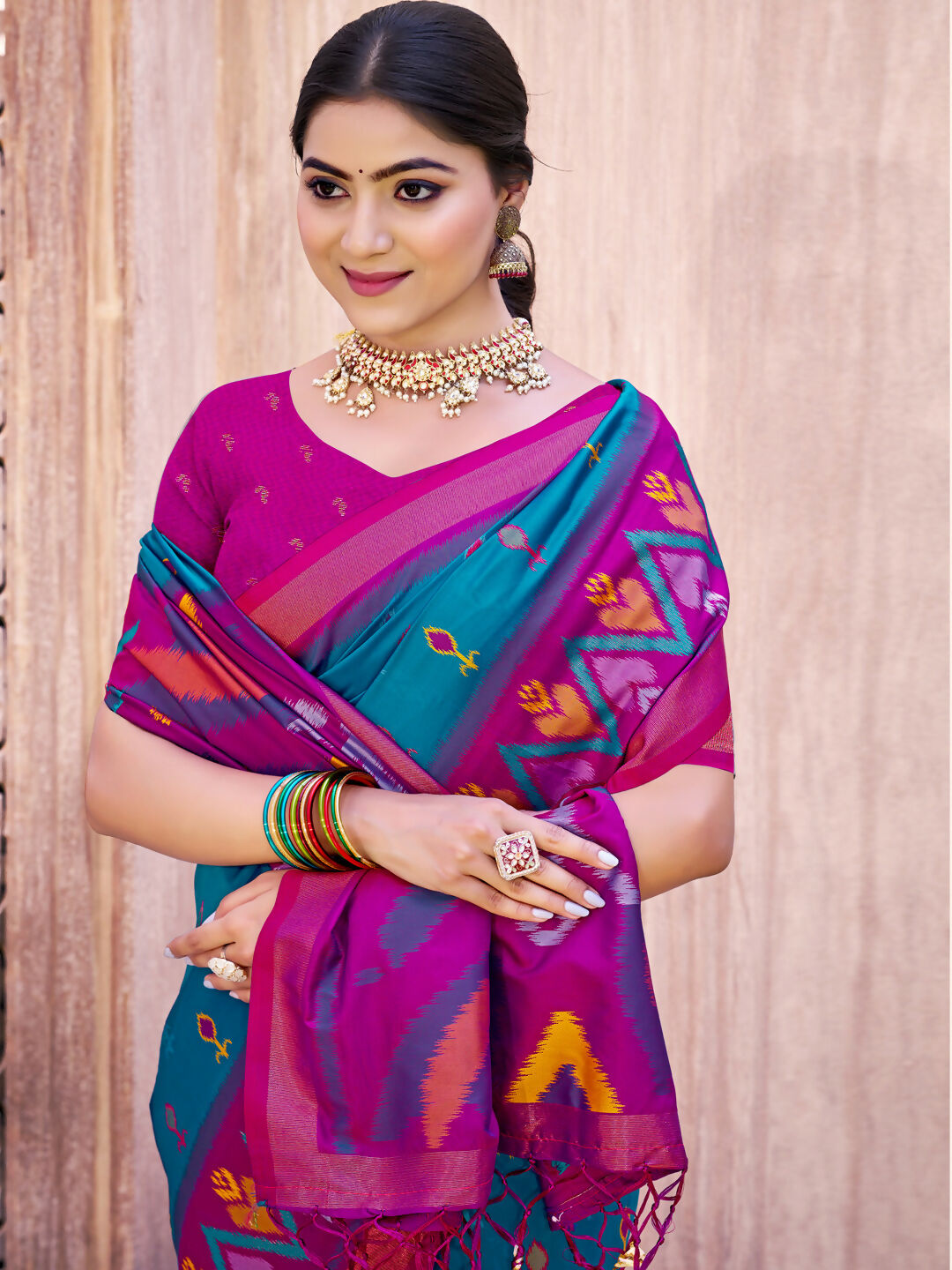 Shree Shyam Fashion Sea Green Pochampally Silk Saree