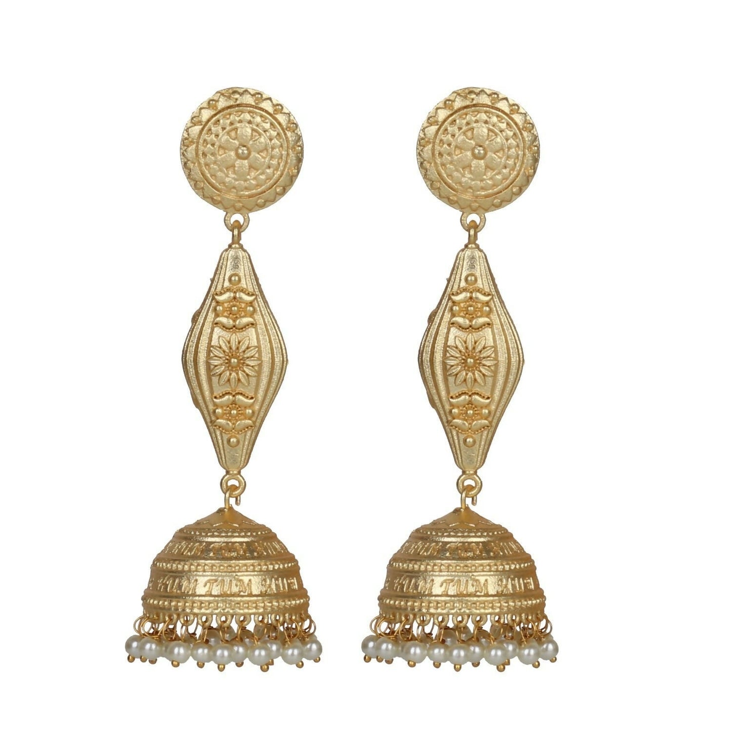 Joban Fashion Women Matte Gold Brass Jhumka | Swadesiicart