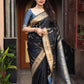 Blue Silk Woven Saree with Unstitched Blouse - Hiral Fashion | Swadesiicart