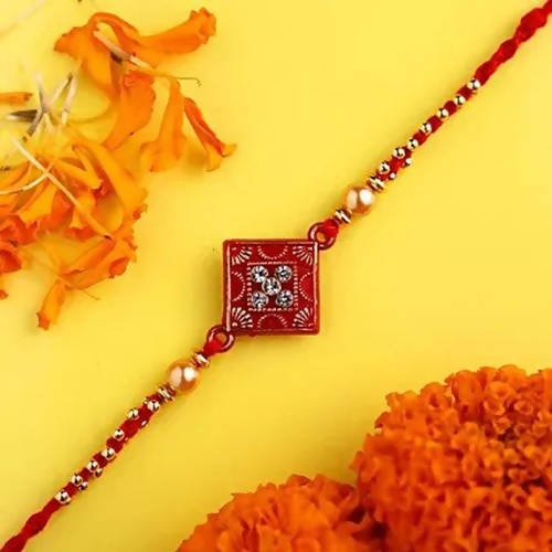 Sleek American Diamond Rakhi And Soan Papdi | Swadesiicart
