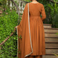 Janasya Brown Georgette Yoke Embroidery Kurta,Bottom & Dupatta | Swadesiicart