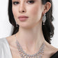 NVR Women's silver plated & Pink CZ stone handcrafted jewellery set - NR Retail-NVR