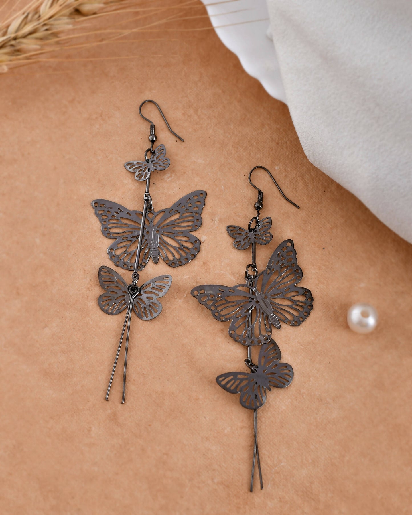 VOJ Women Rhodium-Plated Butterfly style Stainless Steel Drops & Danglers Earrings - Swadesiicart