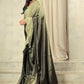 Green Satin Solid Designer, Printed Party Wear Ready To Wear Saree - Nasreen | Swadesiicart