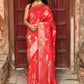 Joban Fashion Red Soft Pure Handloom Banarasi Silk Saree | Swadesiicart