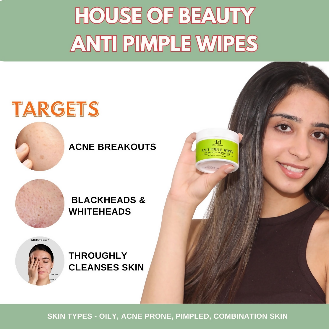 House of Beauty Anti Pimple Wipes - Swadesiicart