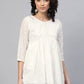 Ahalyaa Women Off-White Cotton Embroidered Tunic | Swadesiicart