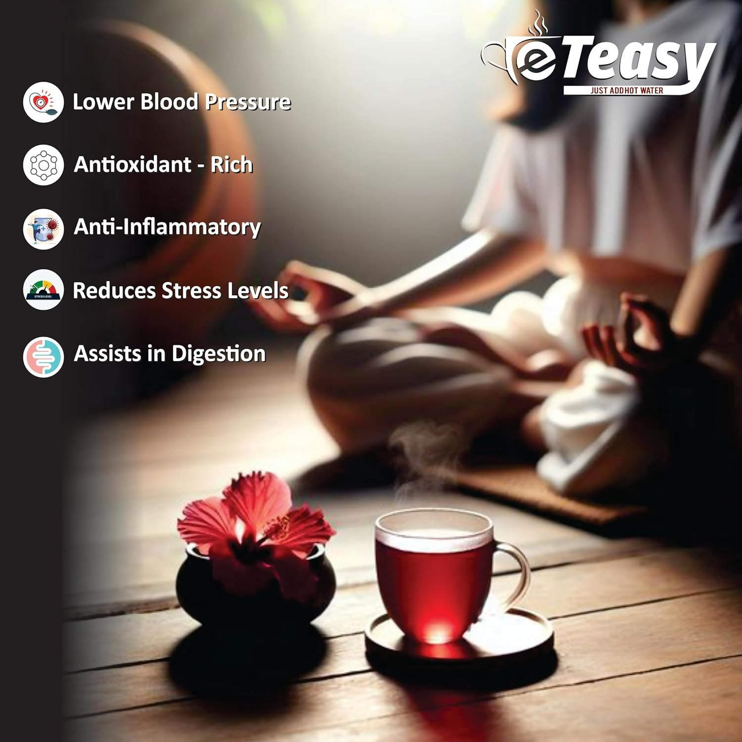 Eteasy Japanese Matcha Sun Dried Hibiscus Flower Powder | Swadesiicart