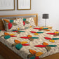 Home Sizzler Cream-Coloured & Red Floral 144 TC Bedsheet with Pillow Covers - Swadesiicart