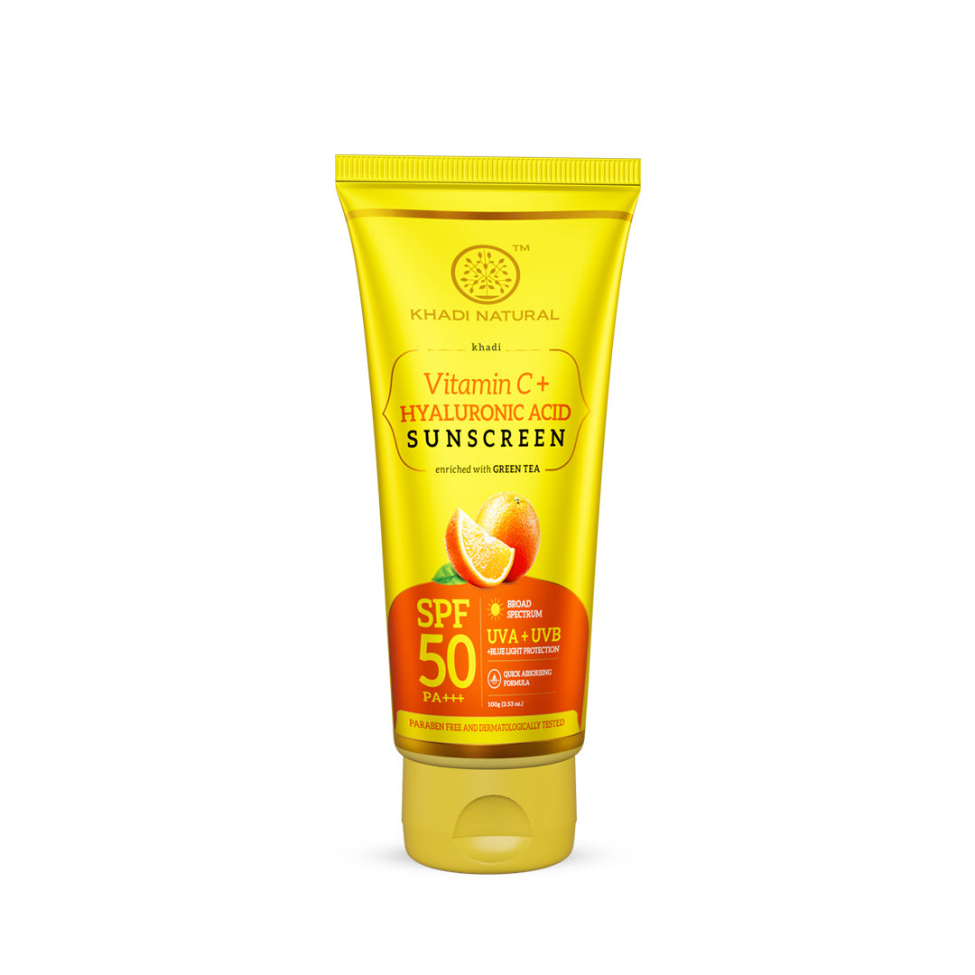 Khadi Natural Vitamin C + Hyaluronic Acid Sunscreen Aqua Gel with Green Tea - SPF 50 - 100ml Sale