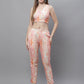 Jainish Women's WoDigital Printed Crop Top and Jacket Set - Orange - Swadesiicart