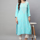 ADA Ethnic Motifs Embroidered Chikankari Cotton Kurta | Swadesiicart