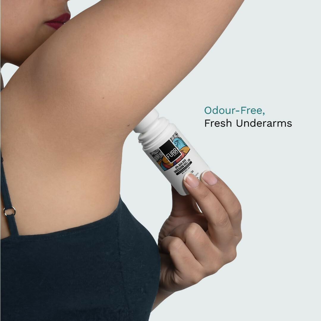 FURR 4% AHA BHA Underarm Roll On with Kojic Acid Helps Reduce Pigmentation, Prevents Body Odour & Brightens Skin - Swadesiicart
