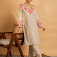 HOUSE OF KARI Floral Embroidered Chikankari Kurta With Palazzo | Swadesiicart