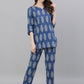 Jaipur Kurti Women Blue & Grey Printed Night suit | Swadesiicart