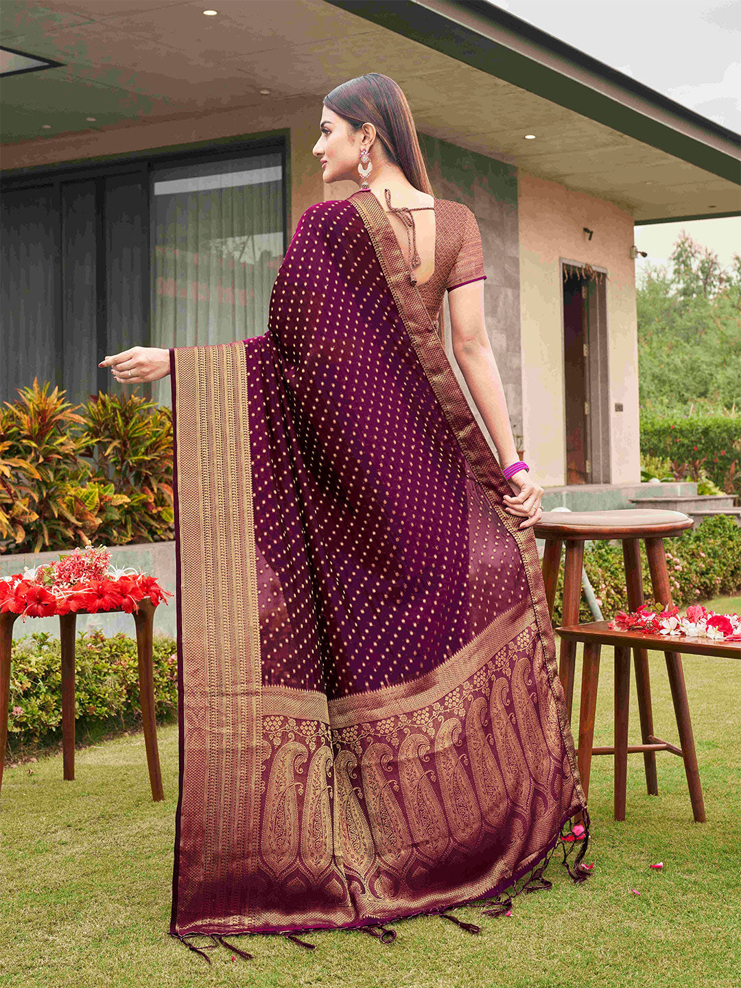 Tikhi Imli Embellished Zari Art Silk Saree | Swadesiicart