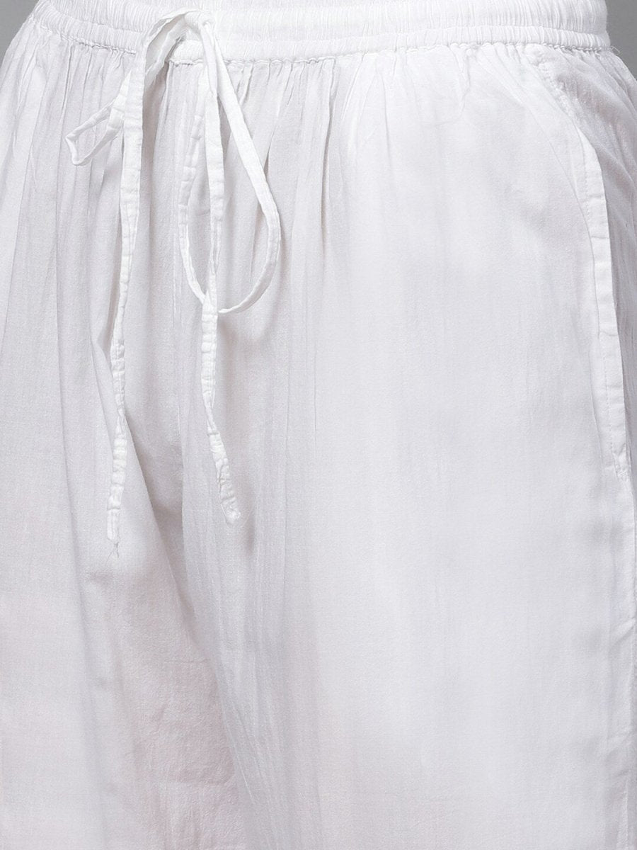 ADA Women White Chikankari Embroidered Sustainable Kurta with Palazzos | Swadesiicart