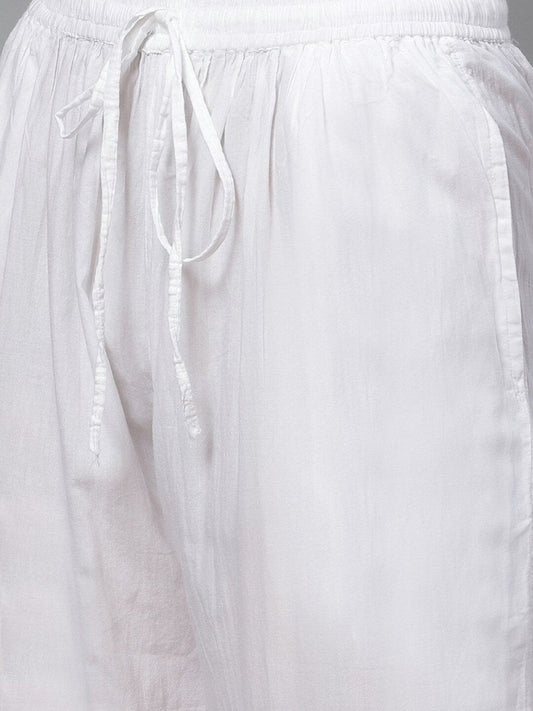 ADA Women White Chikankari Embroidered Sustainable Kurta with Palazzos | Swadesiicart
