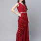 Ahalyaa Women Maroon Crepe Georgette Printed Saree Dress With Printed Pallu | Swadesiicart