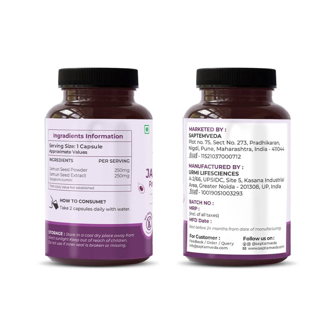 Saptamveda Natural Jamun Seed Capsules - Swadesiicart