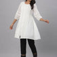 Juniper Women's White Cotton Silk Solid A-Line Kurta | Swadesiicart