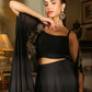 Janasya Black Georgette Solid Top Bottom Cape | Swadesiicart