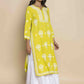 HOUSE OF KARI Floral Chikankari Embroidered Cotton Straight Kurta | Swadesiicart