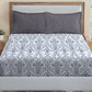 MYTRIDENT Dusk and Dawn Blue Ethnic Motifs Cotton 144 TC Queen Bedsheet 2 Pillow Covers - Swadesiicart