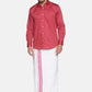 Sethukrishna White & Pink Solid Cotton Dhoti For Men | Swadesiicart