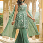 Janasya Sage Green Georgette Embroidered Kurta,Bottom & Dupatta | Swadesiicart