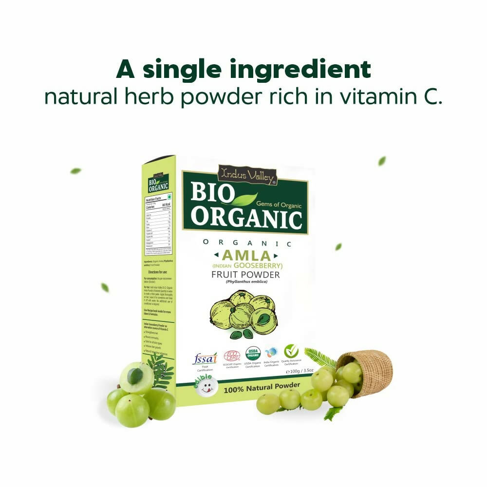 Indus Valley Bio Organic Amla (Indian Gooseberry) Powder For Hair - Swadesiicart