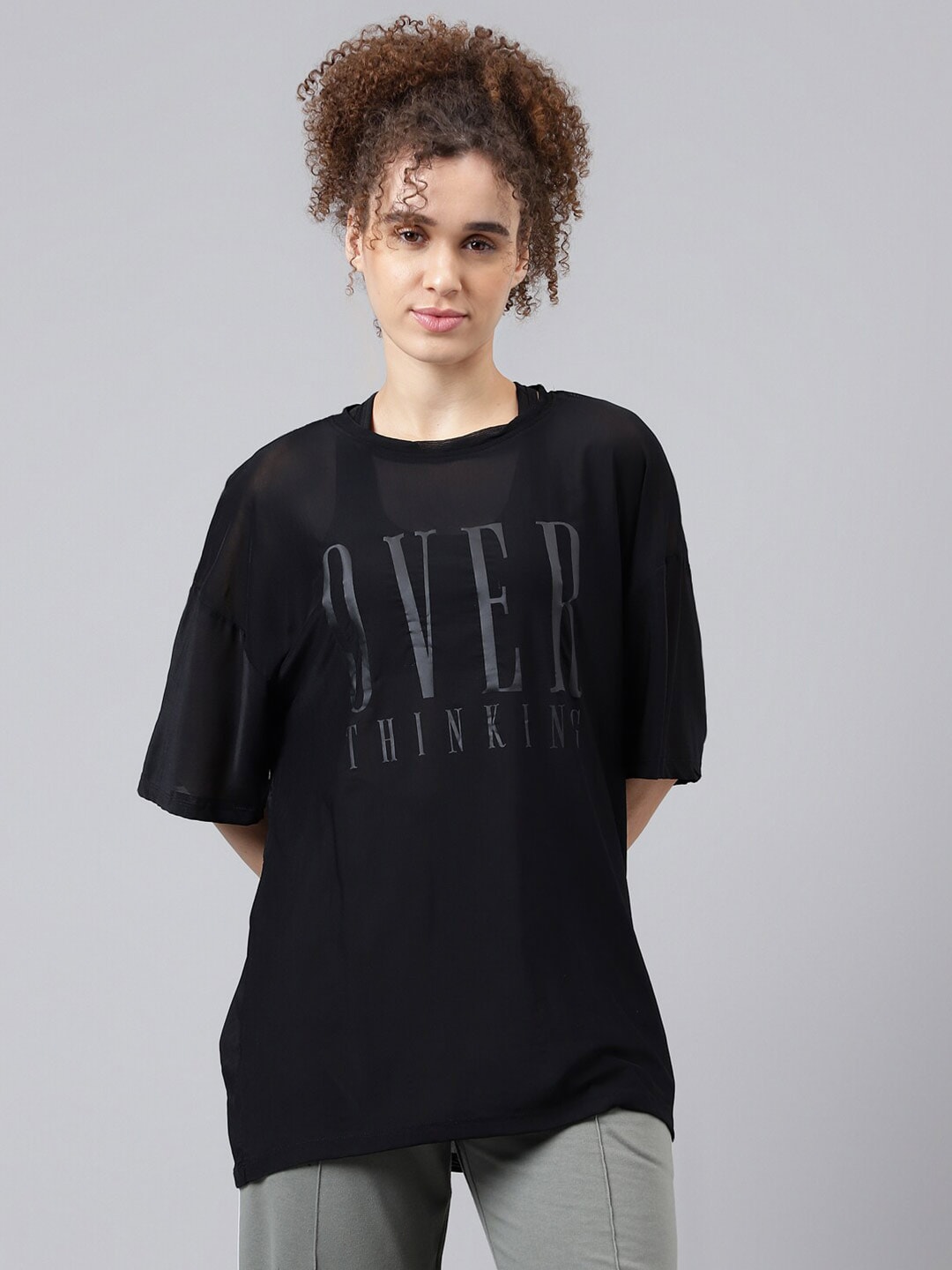 MKH Typography Printed Relaxed Fit Sheer Dri-FIT T-shirt - Swadesiicart