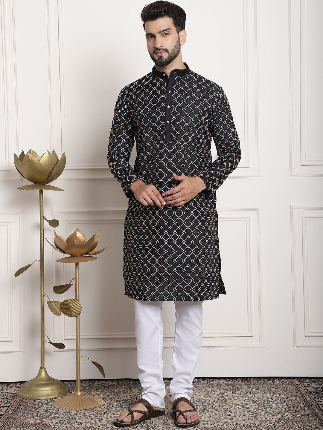 Sojanya Ethnic Motifs Woven Design Embroidered Straight Kurta & Churidar With Nehru Jacket | Swadesiicart