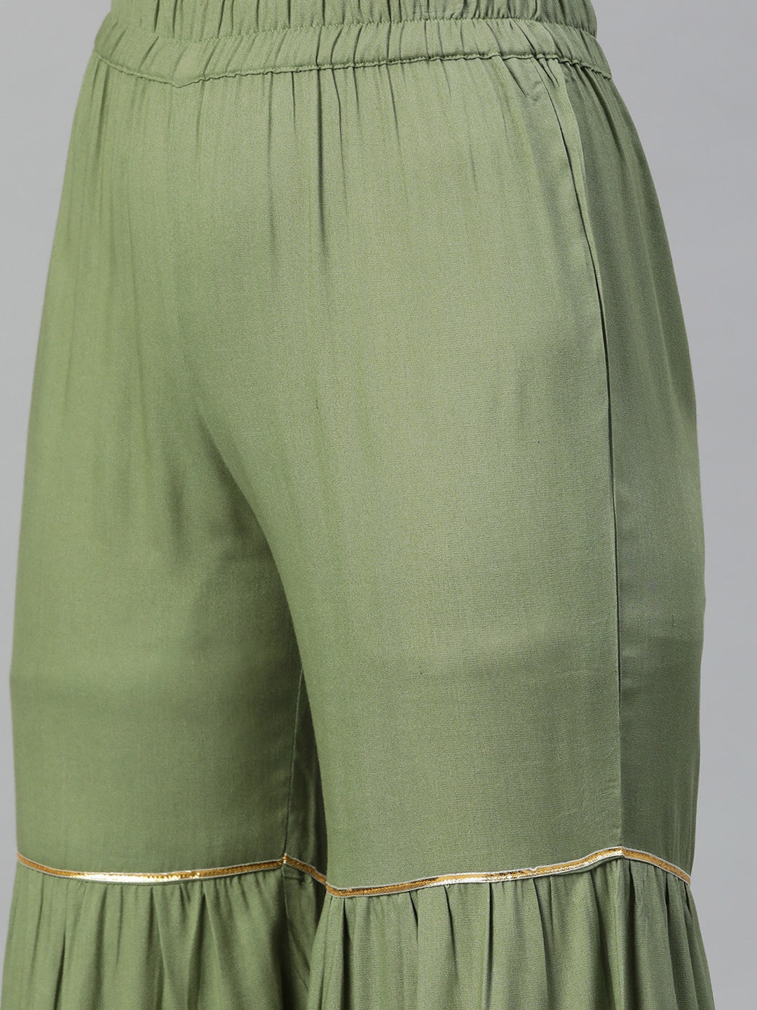 Kalini Women Green Yoke Design Gotta Patti Kurta with Sharara | Swadesiicart
