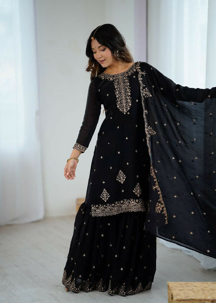 Joban Fashion White Kurta Set Silk Sequence Embroidery Work - Swadesiicart
