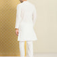 House of Pataudi Men Chikankari Embroidered Pure cotton Jashn Kurta with Churidar | Swadesiicart
