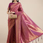 Saree Mall Magenta Ethnic Motifs Zari Silk Blend Banarasi Saree For Women | Swadesiicart