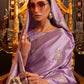 Mitera Purple & Gold-Toned Woven Design Pure Silk Banarasi Saree | Swadesiicart