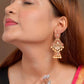 Shoshaa Maroon & Gold-Toned & Plated Contemporary Antique Jhumkas Earrings | Swadesiicart