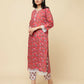 Designer Stylish Red Cotton Blend Stitched Suit With Dupatta - Tanisha | Swadesiicart