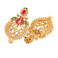 Saraf RS Jewellery Gold-Polished Green & Pink American Diamond Studded & Beaded Handcrafted Jewellery Set - Swadesiicart