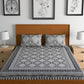 Urban Magic Grey & White Ethnic Printed Cotton 104 TC King Bedsheet with 2 Pillow Covers - Swadesiicart