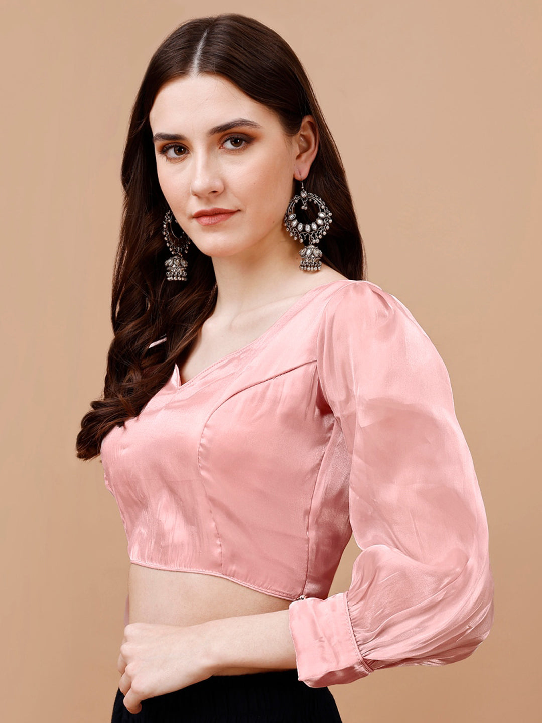 Tikhi Imli Sweetheart Neck Organza Saree Blouse | Swadesiicart