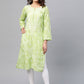 ADA Women Green & White Chikankari Embroidered Cotton Straight Sustainable Kurta | Swadesiicart