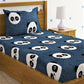 Home Sizzler Grey & White Panda 210 TC Bedsheet with Pillow Cover - Swadesiicart