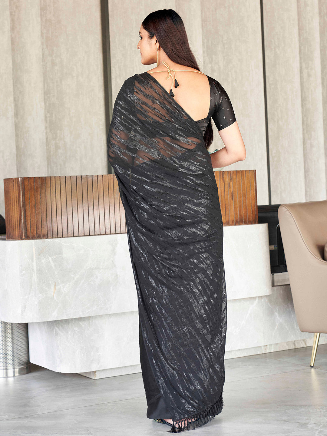 Tikhi Imli Woven Design Satin Ready to Wear Saree | Swadesiicart