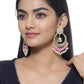 Shoshaa Pink & Gold-Toned Contemporary Kundan Drop Earrings With Pearls | Swadesiicart
